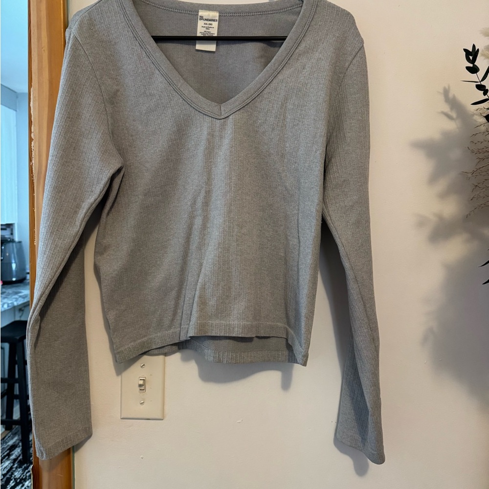 No Boundaries Light Gray Top